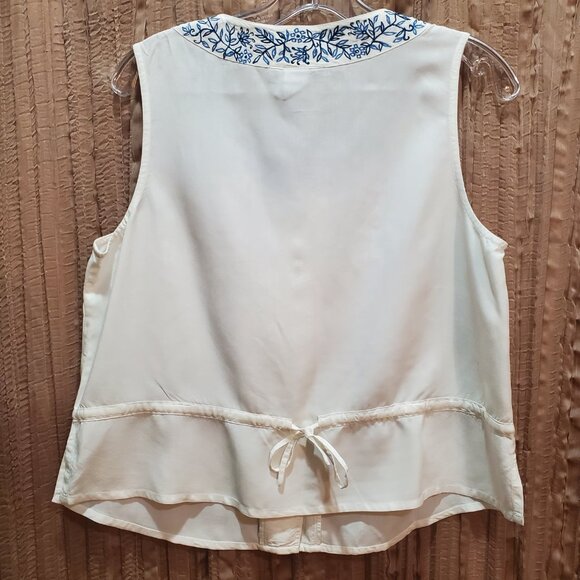 Fresco By Nomadic Traders Sleeveless Floral Embroidered Tank Top Medium - Picture 3 of 8